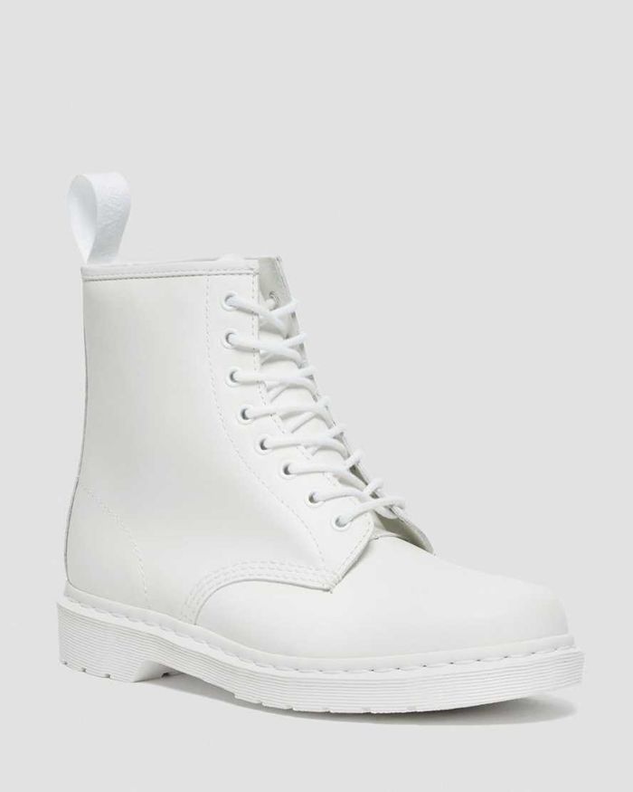 Dr Martens Mens 1460 Mono Smooth Leather Lace Up Ankle Boots White - 76931IKOJ